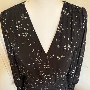 Gauze Black and White Floral Dress
